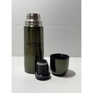 L.L. Bean Vacuum Insulated Thermos Metallic Forest Green Liquid Solution